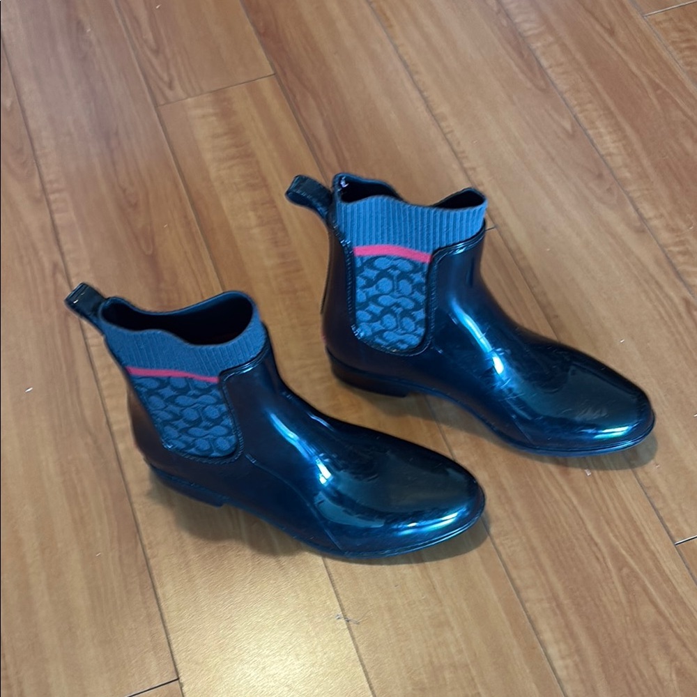 Coach Black Winter Rain Boots with Textured Sole
